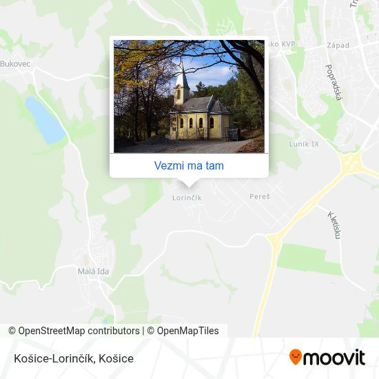 Košice-Lorinčík mapa
