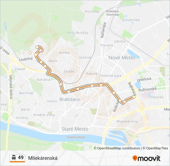 49 Trolejbus Mapa linky