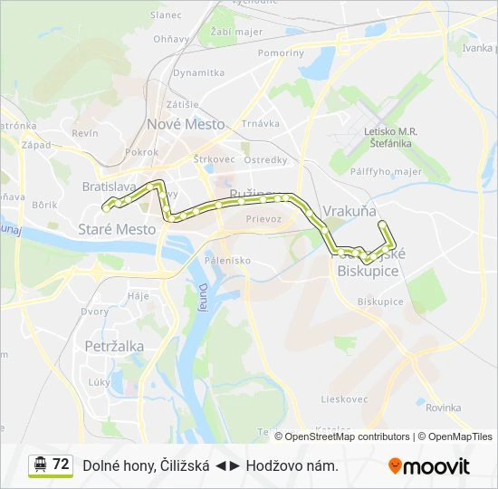 72 Trolejbus Mapa linky