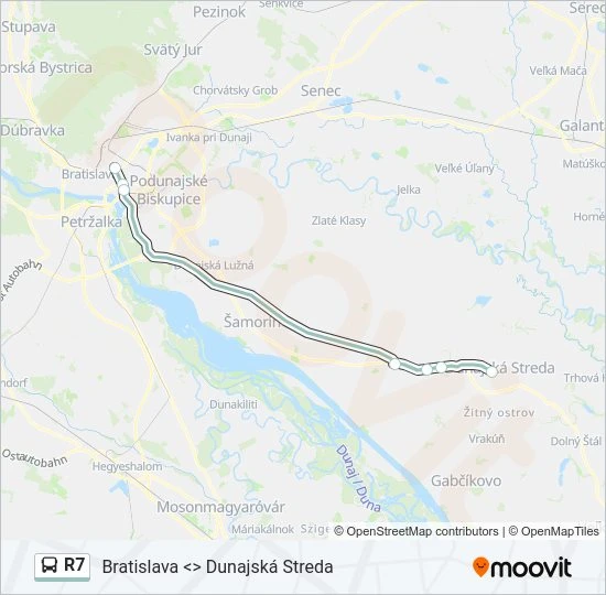 R7 autobus Mapa linky