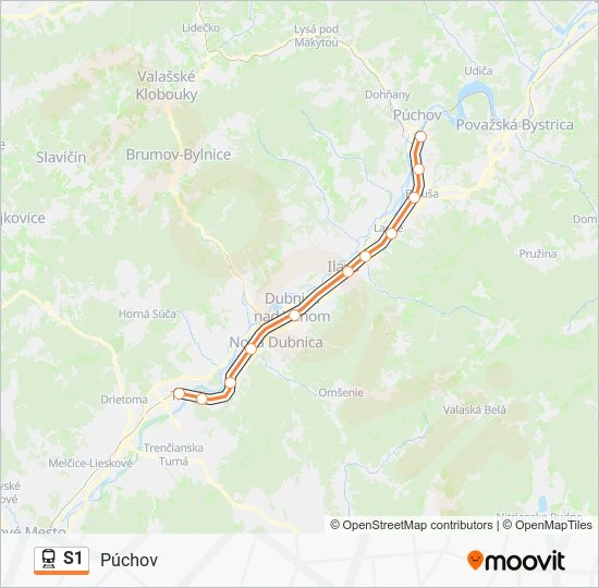 S1 vlak Mapa linky