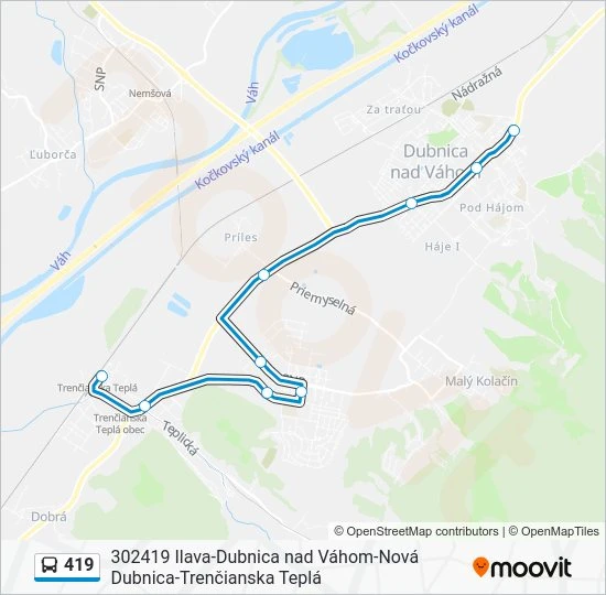 419 autobus Mapa linky