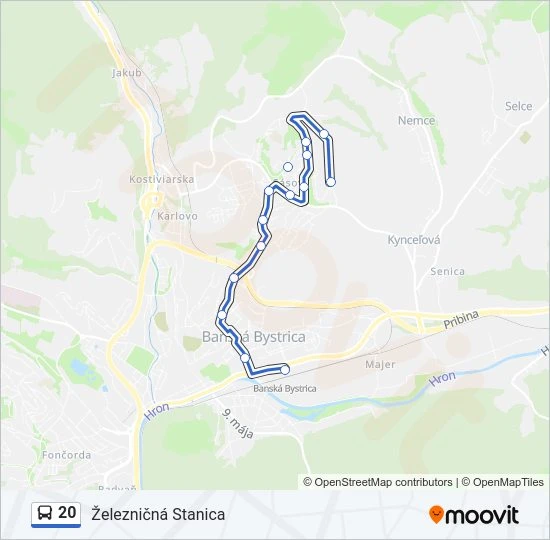 20 autobus Mapa linky