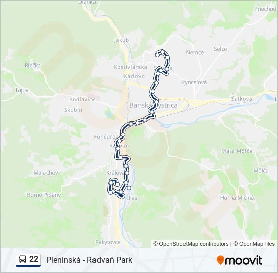 22 autobus Mapa linky