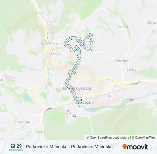 29 autobus Mapa linky