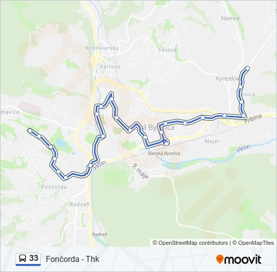 33 autobus Mapa linky