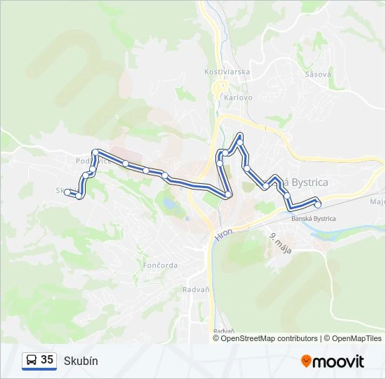 35 autobus Mapa linky