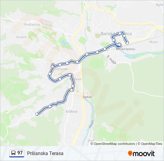 97 autobus Mapa linky