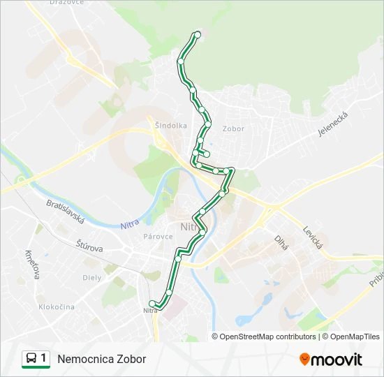 1 autobus Mapa linky