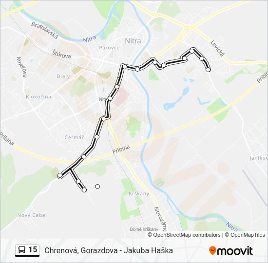 15 autobus Mapa linky