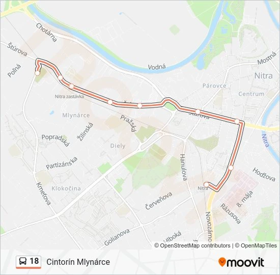 18 autobus Mapa linky