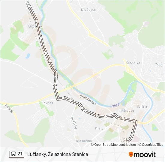 21 autobus Mapa linky