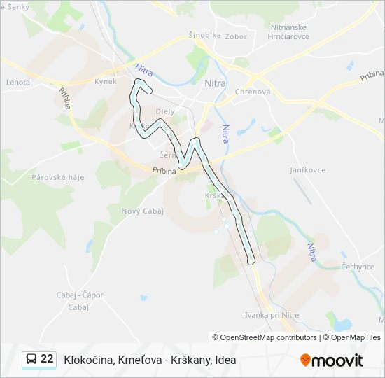 22 autobus Mapa linky