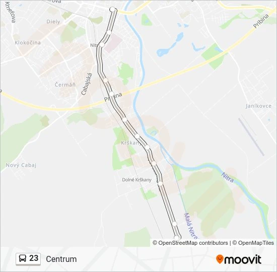 23 autobus Mapa linky
