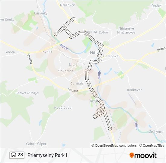 23 autobus Mapa linky