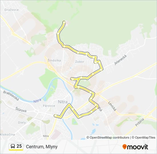 25 autobus Mapa linky