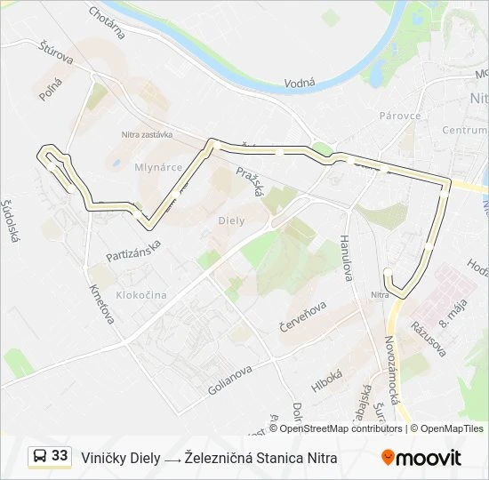 33 autobus Mapa linky