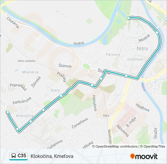 C35 autobus Mapa linky