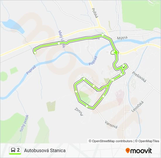 2 autobus Mapa linky