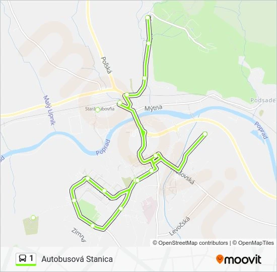 1 autobus Mapa linky