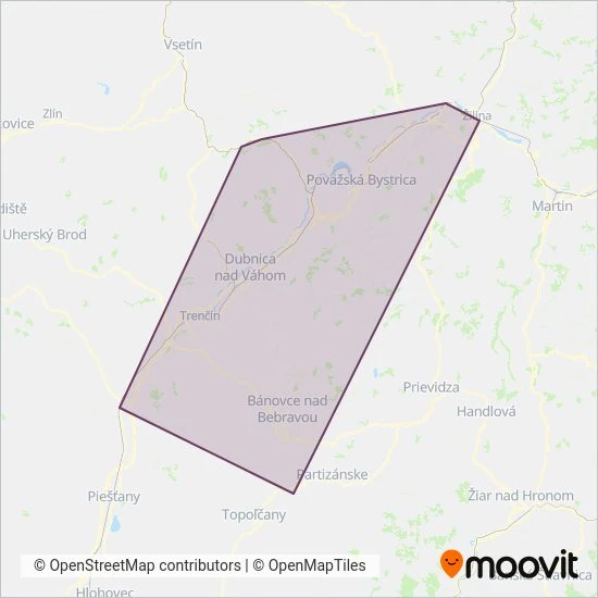 Mapa oblasti pokrytia ZSSK