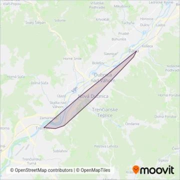 Mapa oblasti pokrytia Slovenská autobusová doprava Trenčín