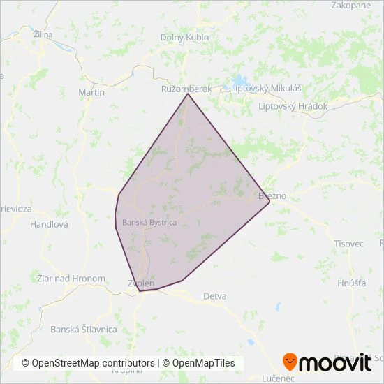 Mapa oblasti pokrytia IDS BBSK